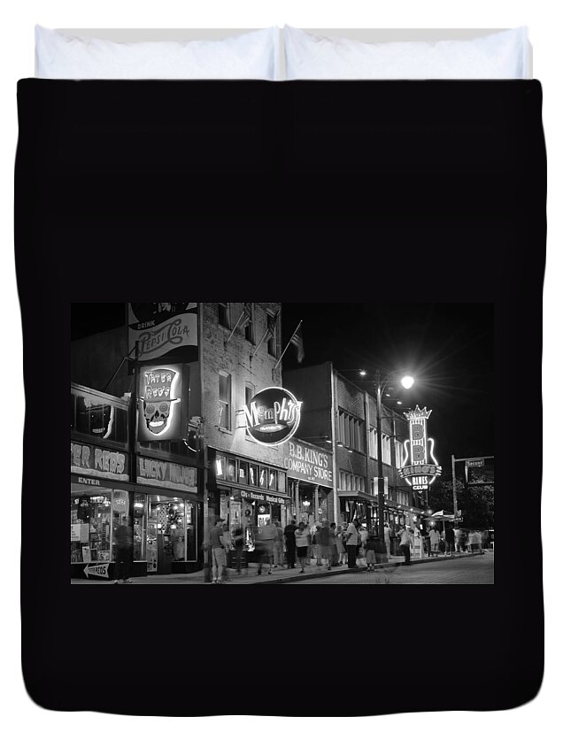 Beale Duvet Cover featuring the photograph Beale Street in Black and White 54 by James C Richardson