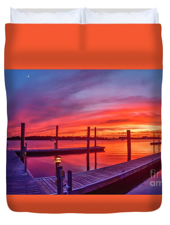 Sunset Duvet Cover featuring the photograph Beaufort Fire by DJA Images