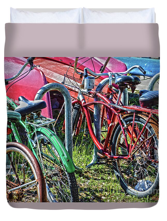 Beaufort Duvet Cover featuring the photograph Beaufort, NC Bikes by Rod Farrell
