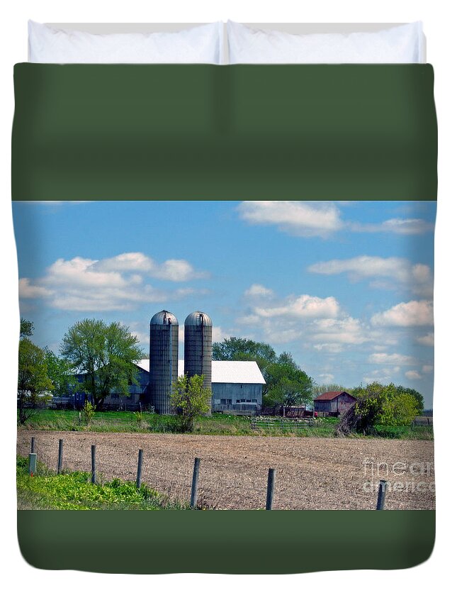 Farm Duvet Cover featuring the photograph Beautiful Day On A Wisconsin Farm by Kay Novy