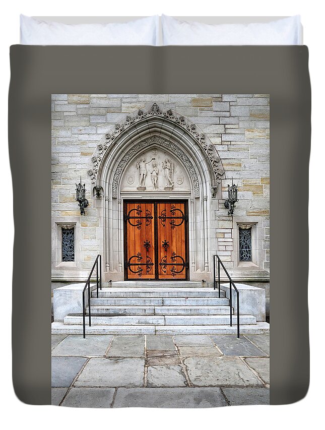 Door Duvet Cover featuring the photograph Beautiful Door At Princeton University by Dave Mills