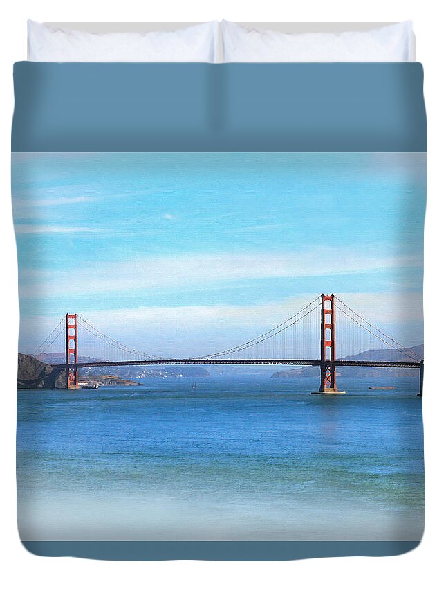 Beautiful Morning At The Golden Gate Duvet Cover featuring the photograph Beautiful Morning at the Golden Gate by Bonnie Follett