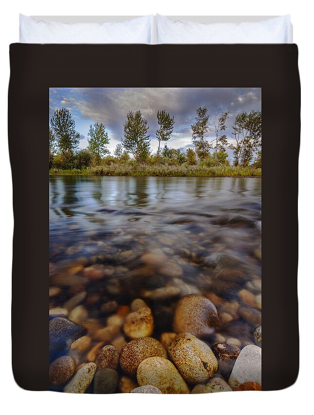 Boise River Duvet Cover featuring the photograph Beautiful Pebbles in Boise River Idaho by Vishwanath Bhat
