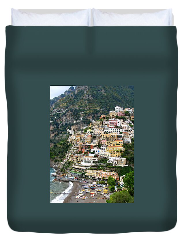 Positano Duvet Cover featuring the photograph Beautiful Positano by Carla Parris