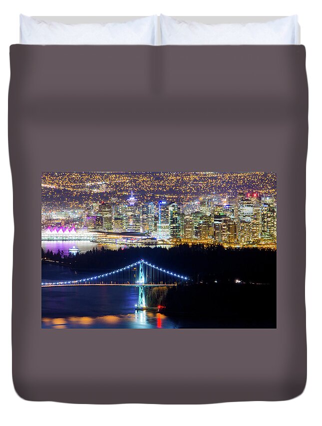 Vancouver Duvet Cover featuring the photograph Beautiful Vancouver at Night... by Jay Smith