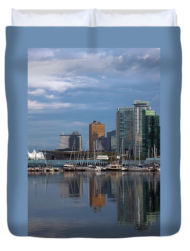 Alex Lyubar Duvet Cover featuring the photograph Beautiful View of Vancouver skyline by Alex Lyubar