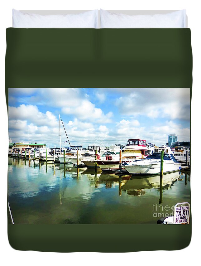 Beautiful View On The Elizabeth Duvet Cover featuring the painting Beautiful View on the Elizabeth 1 by Jeelan Clark