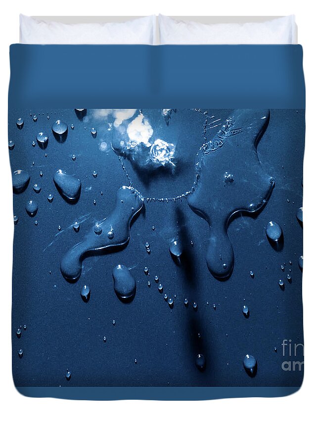Splash Duvet Cover featuring the photograph Beautiful water splashes viewed from above by Simon Bratt