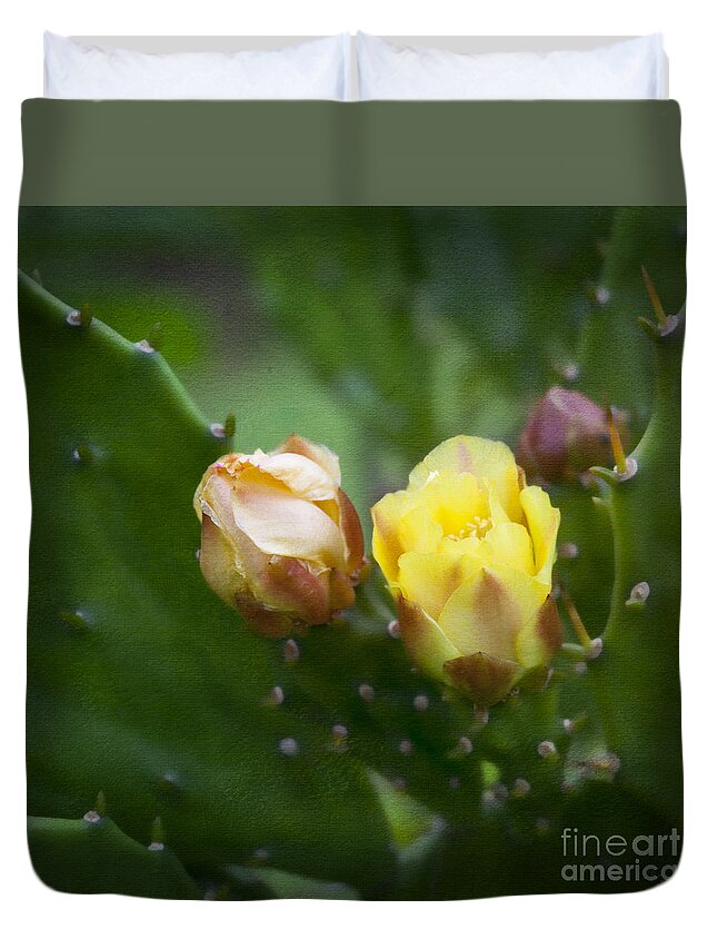 Prickly Pear Duvet Cover featuring the photograph Beauty Among Thorns by Diane Macdonald