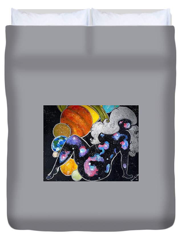  Curvy Women Duvet Cover featuring the painting Beauty out of this WORLD by Diamin Nicole