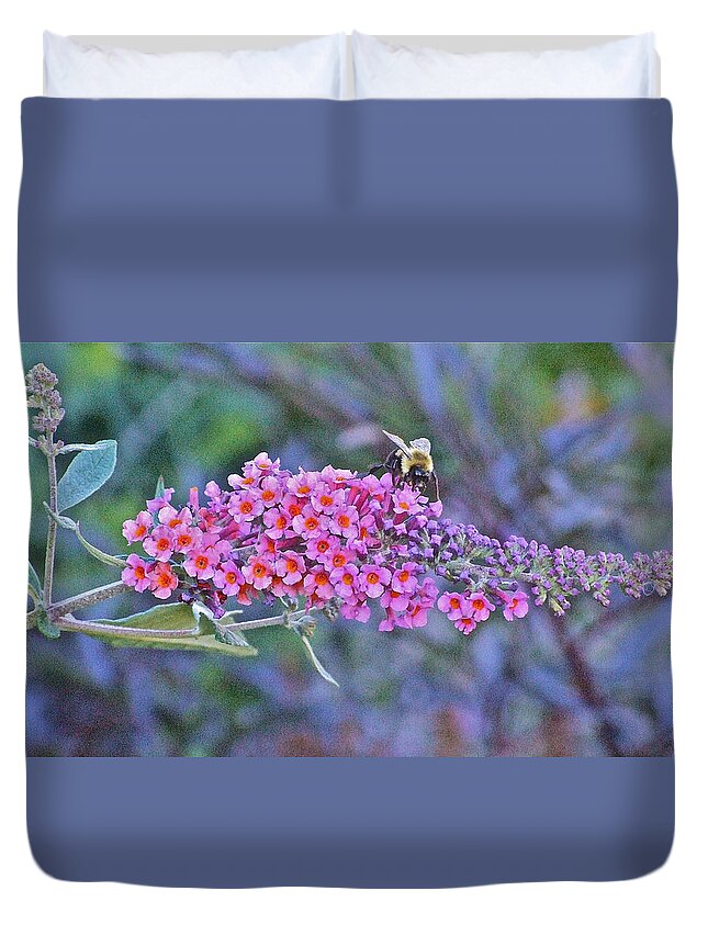 Bumble Bee Duvet Cover featuring the photograph Bee at Brunch by Janis Senungetuk