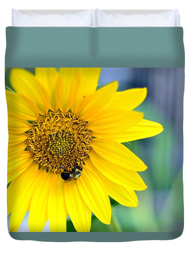 Bee Duvet Cover featuring the photograph Bee on Flower by La Dolce Vita
