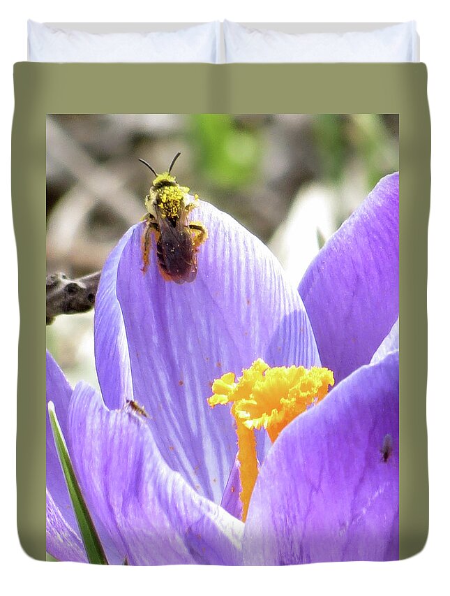 Bee Duvet Cover featuring the photograph Bee Pollen by Azthet Photography