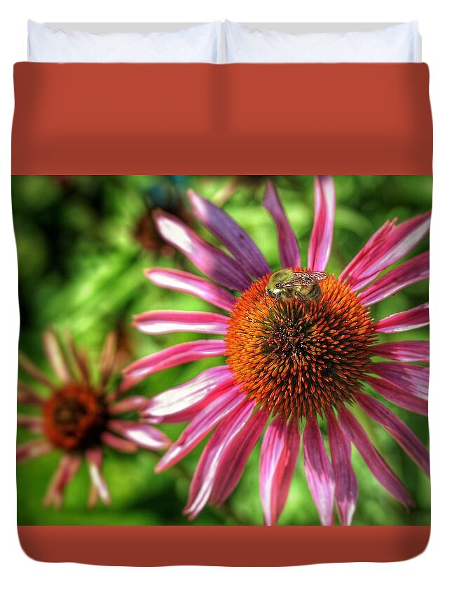 Bee Duvet Cover featuring the photograph Bee Sitting Pretty by Buck Buchanan