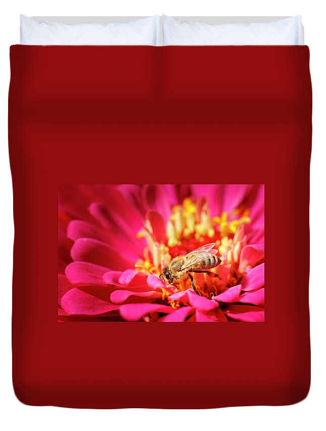 Bee Duvet Cover featuring the photograph Bees Business by Rick Deacon