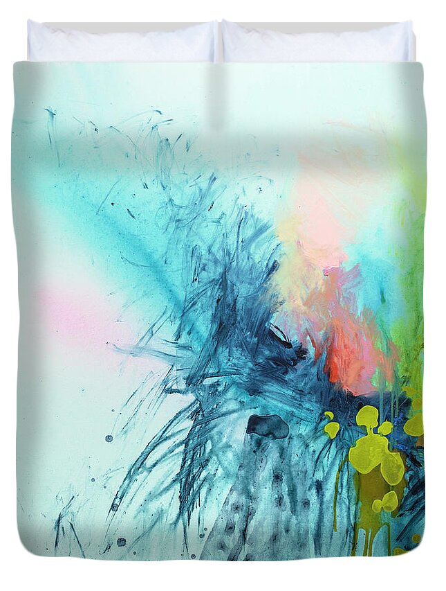 Abstract Duvet Cover featuring the painting Before Daybreak by Claire Desjardins