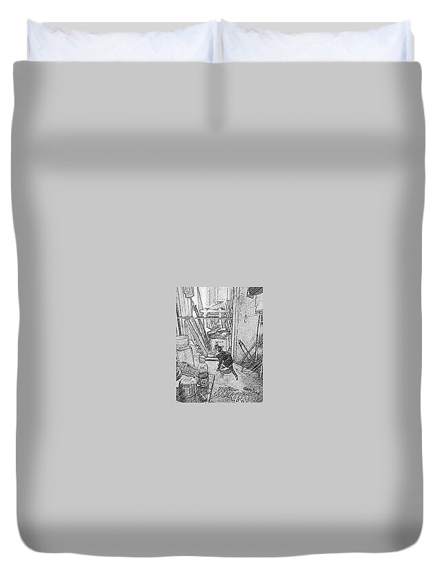 Crying Duvet Cover featuring the photograph Crying To Go Out by Sukalya Chearanantana
