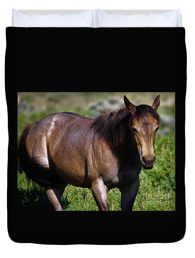 Horse Duvet Cover featuring the photograph Being Free by Merle Grenz