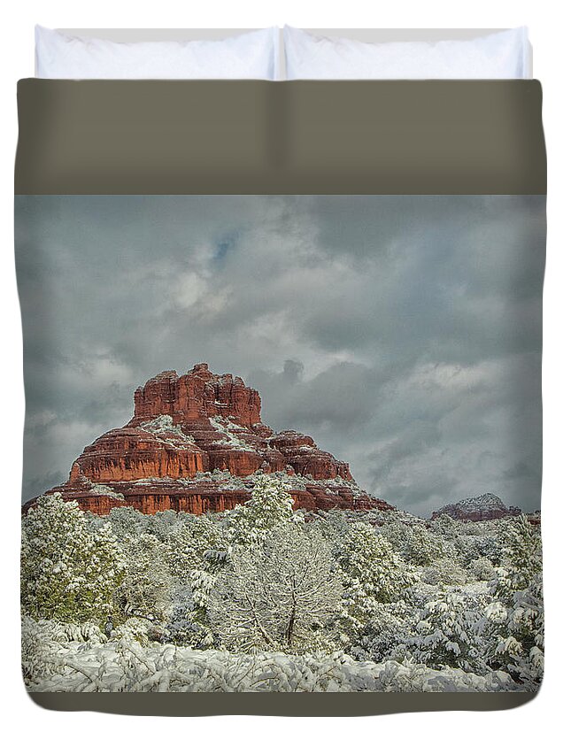 Bell Rock Duvet Cover featuring the photograph Bell in Winter by Tom Kelly