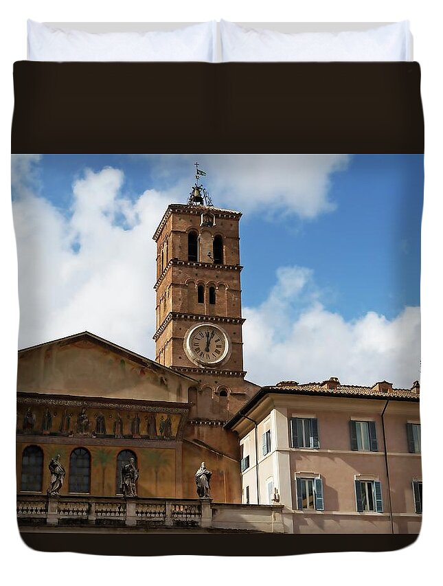 Italy Duvet Cover featuring the photograph Bell Tower of Santa Maria del Popolo by Allan Van Gasbeck
