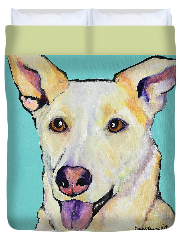 Dog Paintings Duvet Cover featuring the painting Bella by Pat Saunders-White