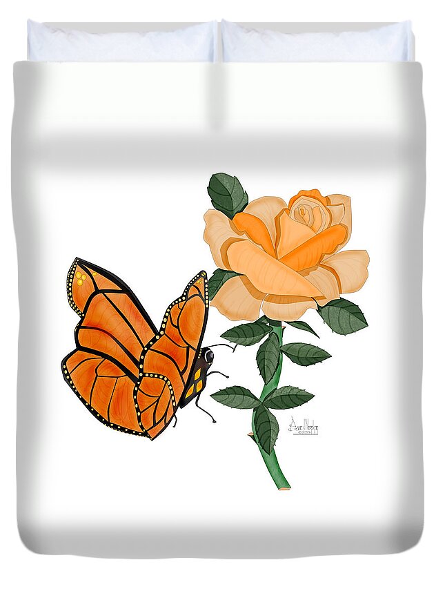 Butterfly Duvet Cover featuring the painting Belle and Flower by Anne Norskog