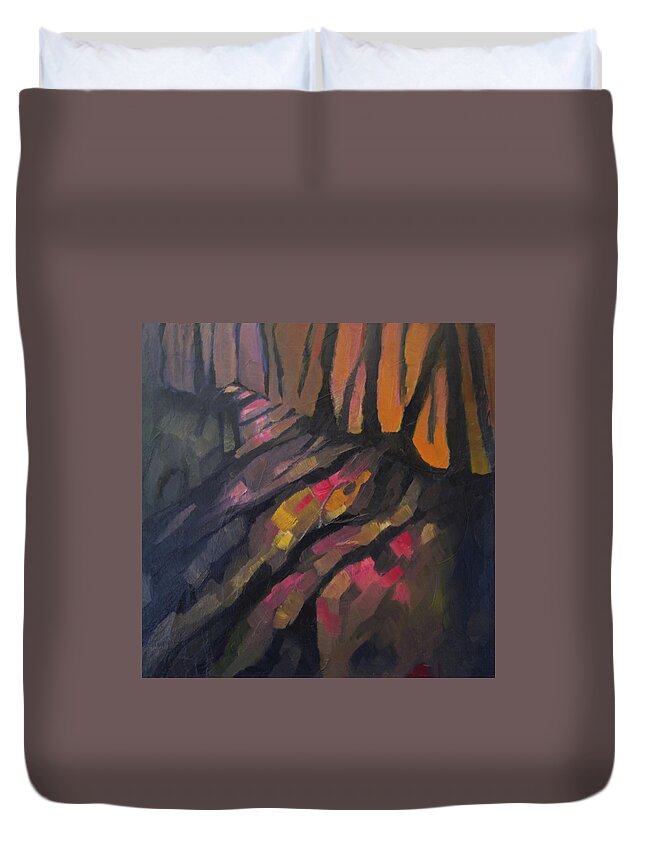 Abstract Duvet Cover featuring the painting Bells of Winter by Suzy Norris