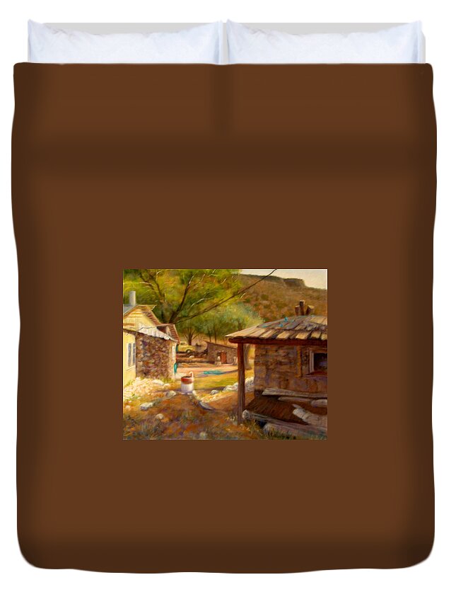 Realism Duvet Cover featuring the painting Below Taos 1 by Donelli DiMaria