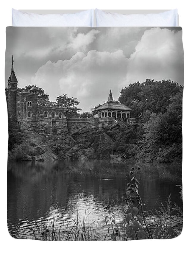 B&w Duvet Cover featuring the photograph Belvedere Castle Central Park NYC by John McGraw