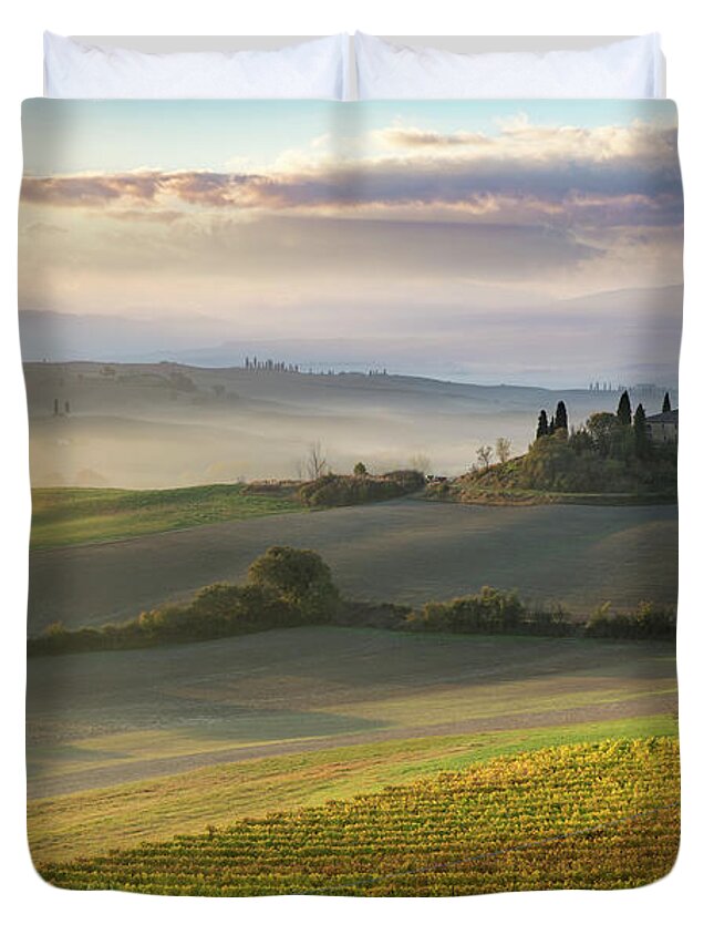 Tuscany Duvet Cover featuring the photograph Belvedere Morning by Brian Jannsen