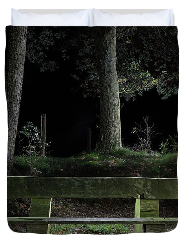 Bench In The Dark Forest Duvet Cover For Sale By Dirk Ercken
