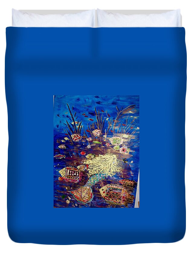 Sea Duvet Cover featuring the painting Beneath the Sea by Kenlynn Schroeder