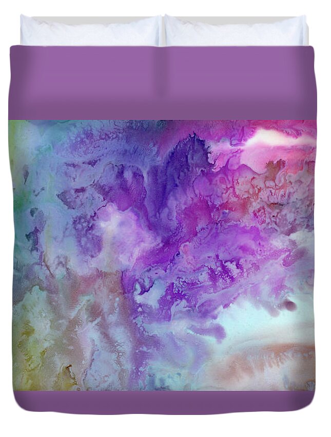 Abstract Duvet Cover featuring the painting Beneath the Surface by Eli Tynan