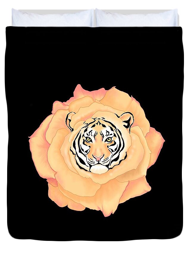 Tiger Duvet Cover featuring the digital art Bengal Blossom by Norman Klein