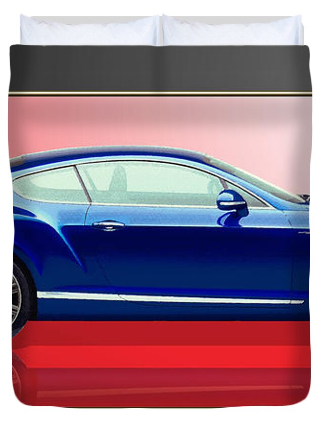 Wheels Of Fortune By Serge Averbukh Duvet Cover featuring the photograph Bentley Continental GT with 3D Badge by Serge Averbukh