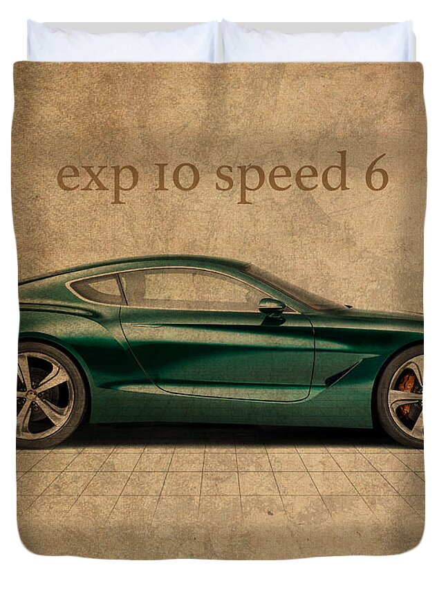 Bentley Duvet Cover featuring the mixed media Bentley EXP 10 Speed 6 Vintage Concept Art by Design Turnpike