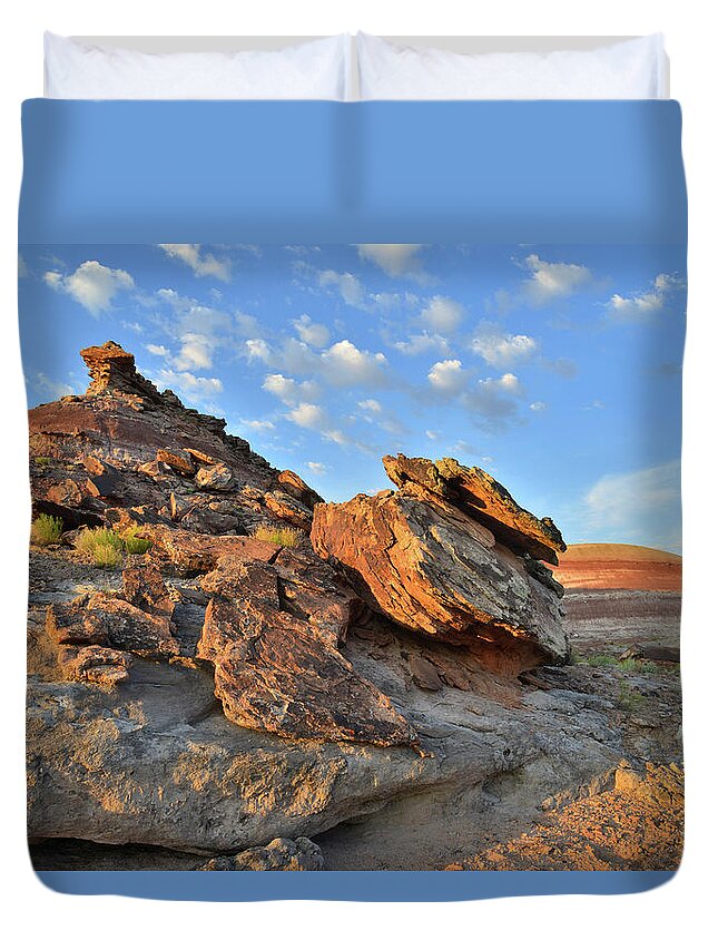 Capitol Reef National Park Duvet Cover featuring the photograph Bentonite Dunes in Cathedral Valley by Ray Mathis