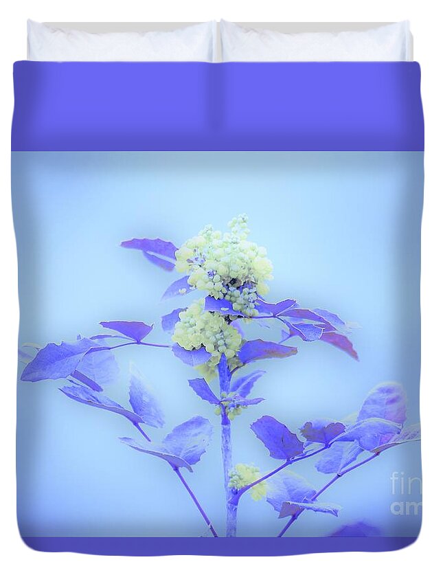 Floral Duvet Cover featuring the photograph Berries on blue by Merle Grenz