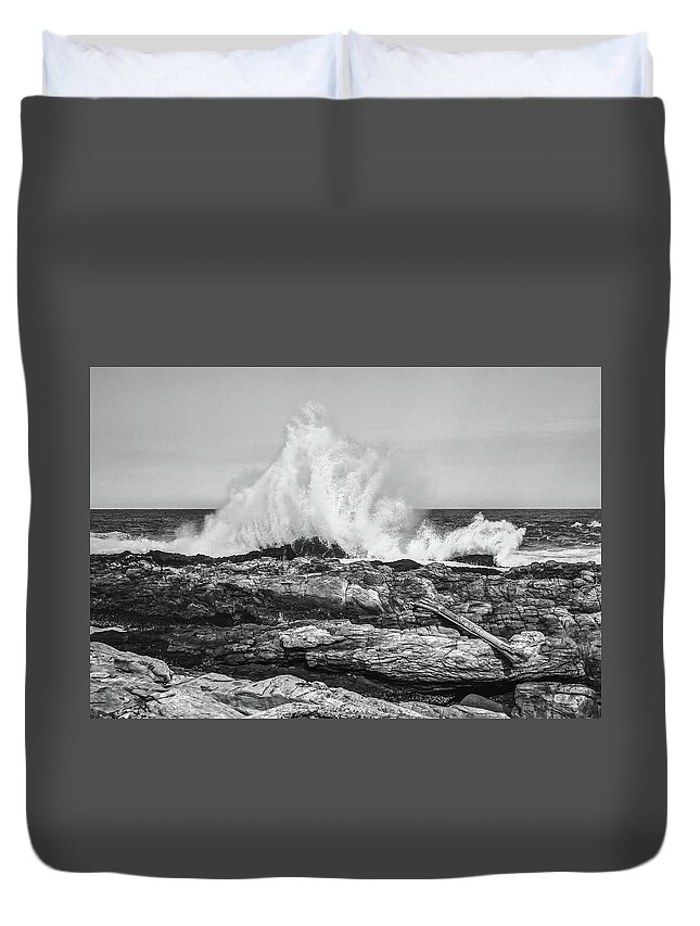 15 July 2013 Duvet Cover featuring the photograph Best BW of Huge Waves Crashing on Tsitsikamma National Park South Africa by Jeff at JSJ Photography