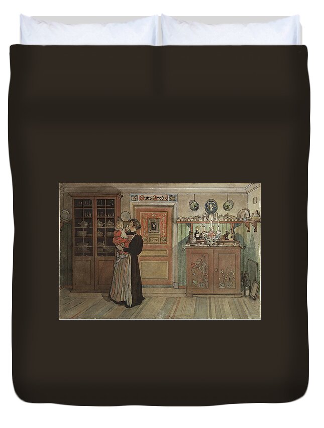Carl Larsson Duvet Cover featuring the drawing Between Christmas and New Year. From A Home by Carl Larsson