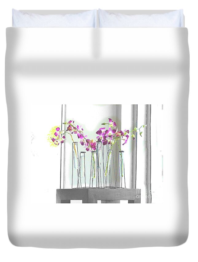 Flowers Duvet Cover featuring the digital art Beverly Buds 2 by Karen Francis