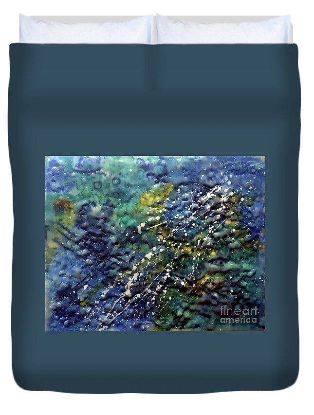 Abstract Duvet Cover featuring the painting Beyond Here by Anita Thomas