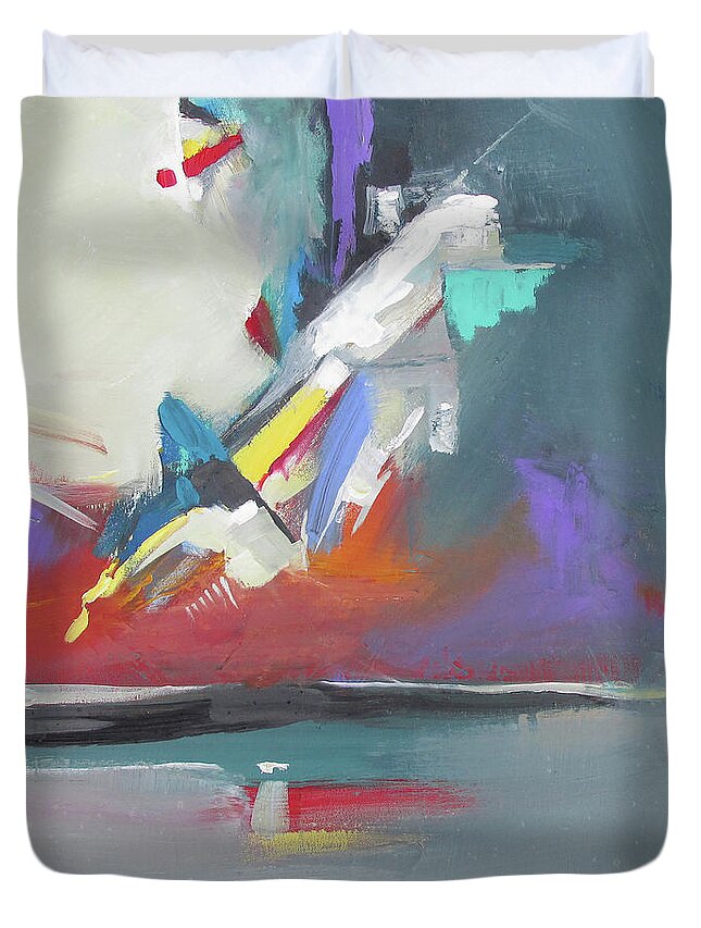 Abstract Duvet Cover featuring the painting Beyond Reflection by John Gholson