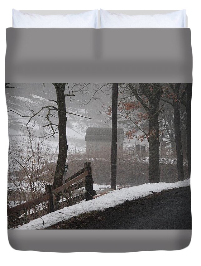 Landscape Of Country Road Duvet Cover featuring the photograph Beyond the Bend by Jack Harries