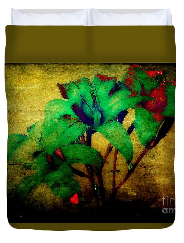 Lilies Duvet Cover featuring the photograph Beyond The Garden Gate by Michael Eingle