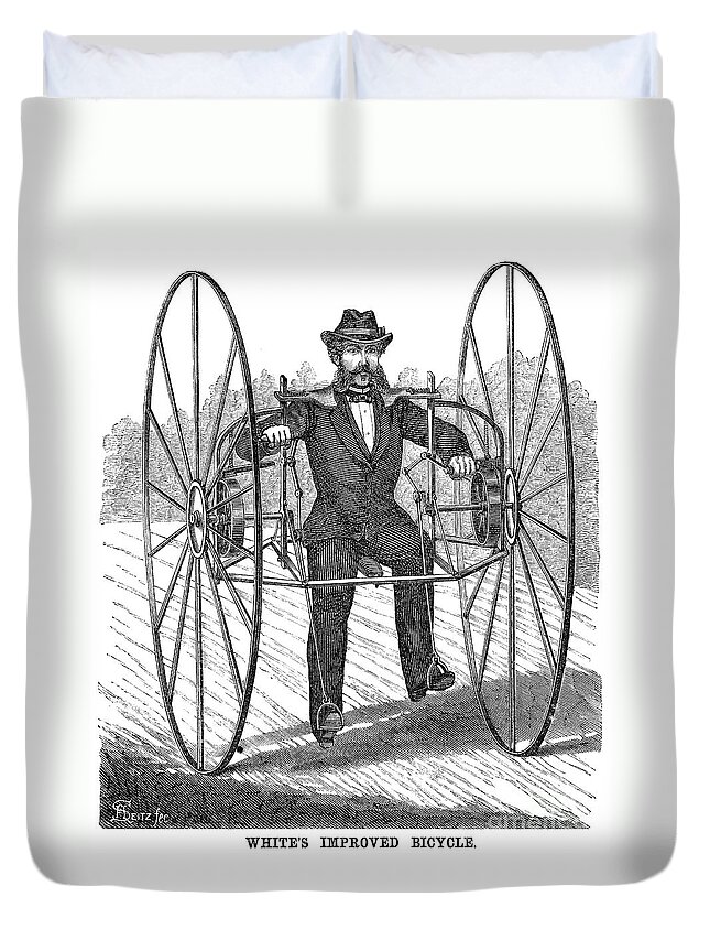 1860s Duvet Cover featuring the photograph Bicycling, 1869 by Granger
