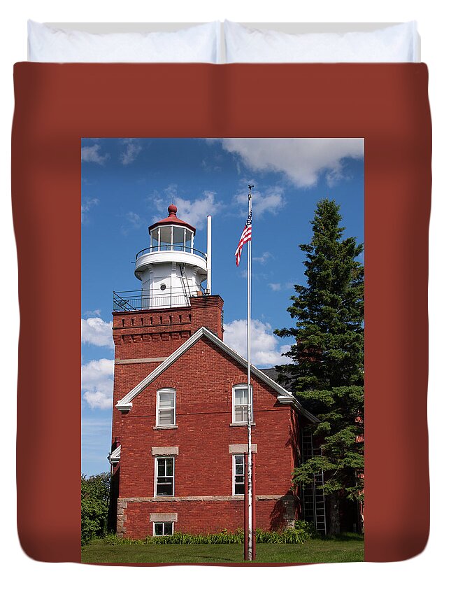 Big Bay Point Light Duvet Cover featuring the photograph Big Bay Point Light by Paul Rebmann