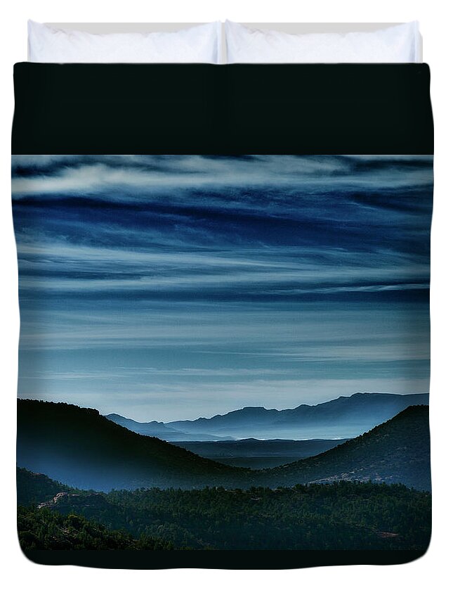 West Texas Morning Duvet Cover featuring the photograph Big Bend At Dusk by David Chasey