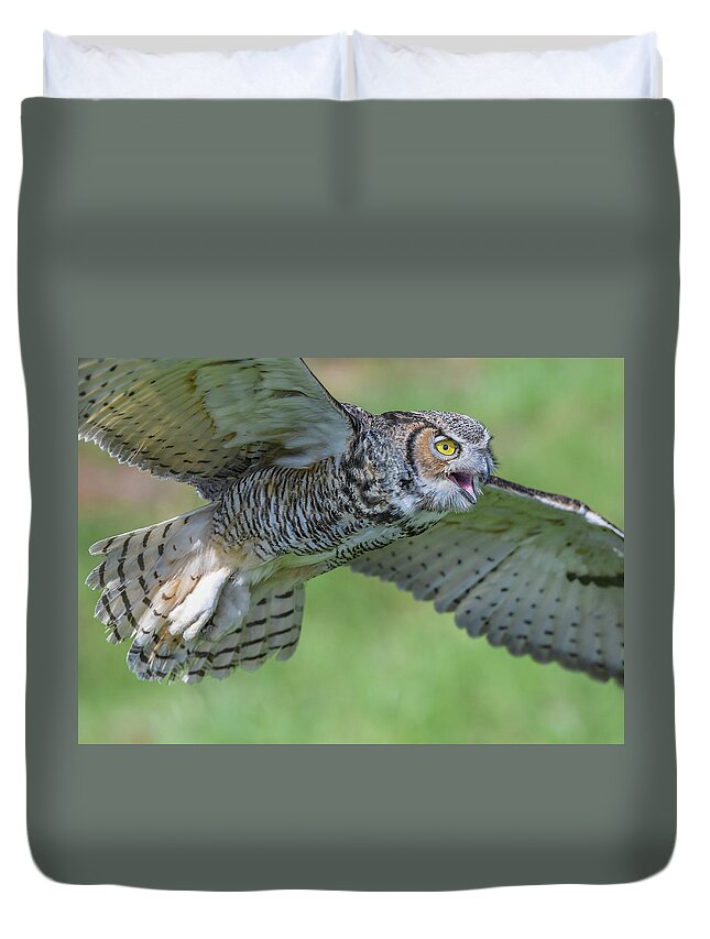 Owl Duvet Cover featuring the photograph Big eyes... by Ian Sempowski