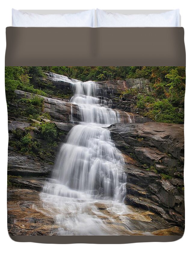 Big Falls Duvet Cover featuring the photograph Big Falls of the Thompson River From The Base by Chris Berrier